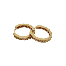 Load image into Gallery viewer, Gold 14K Gold Dipped CZ Brass Metal Huggie Hoop Earrings
