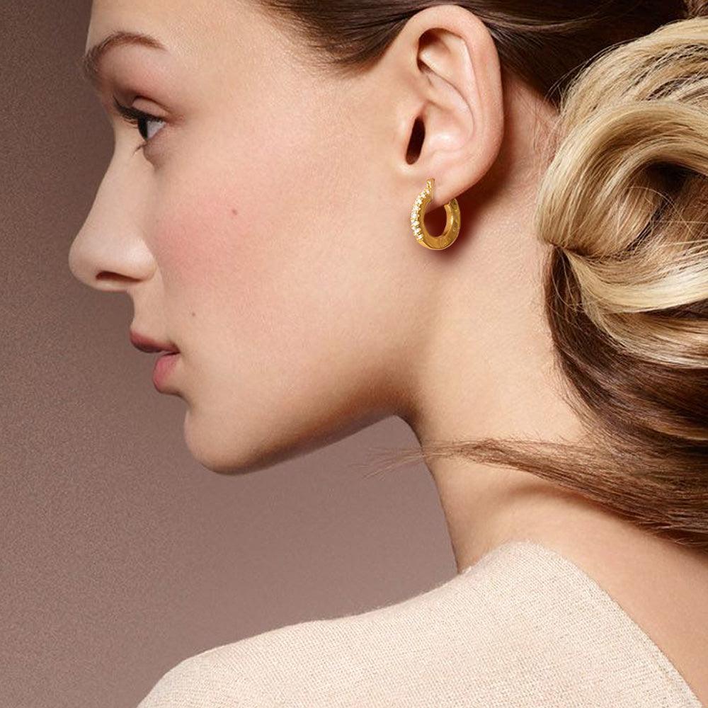 Gold CZ Brass Metal Hoop Pin Catch Earrings - Jewelry Store by Erik Rayo