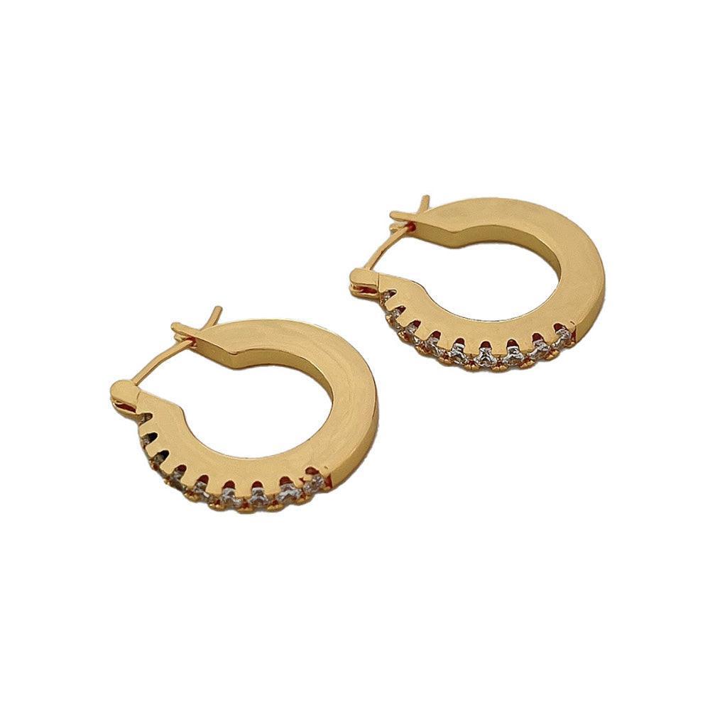 Gold CZ Brass Metal Hoop Pin Catch Earrings - Jewelry Store by Erik Rayo