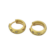 Load image into Gallery viewer, Gold CZ Brass Metal Hoop Huggie Hoop Earrings
