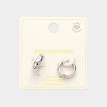 Load image into Gallery viewer, Silver CZ Brass Metal Hoop Huggie Hoop Earrings
