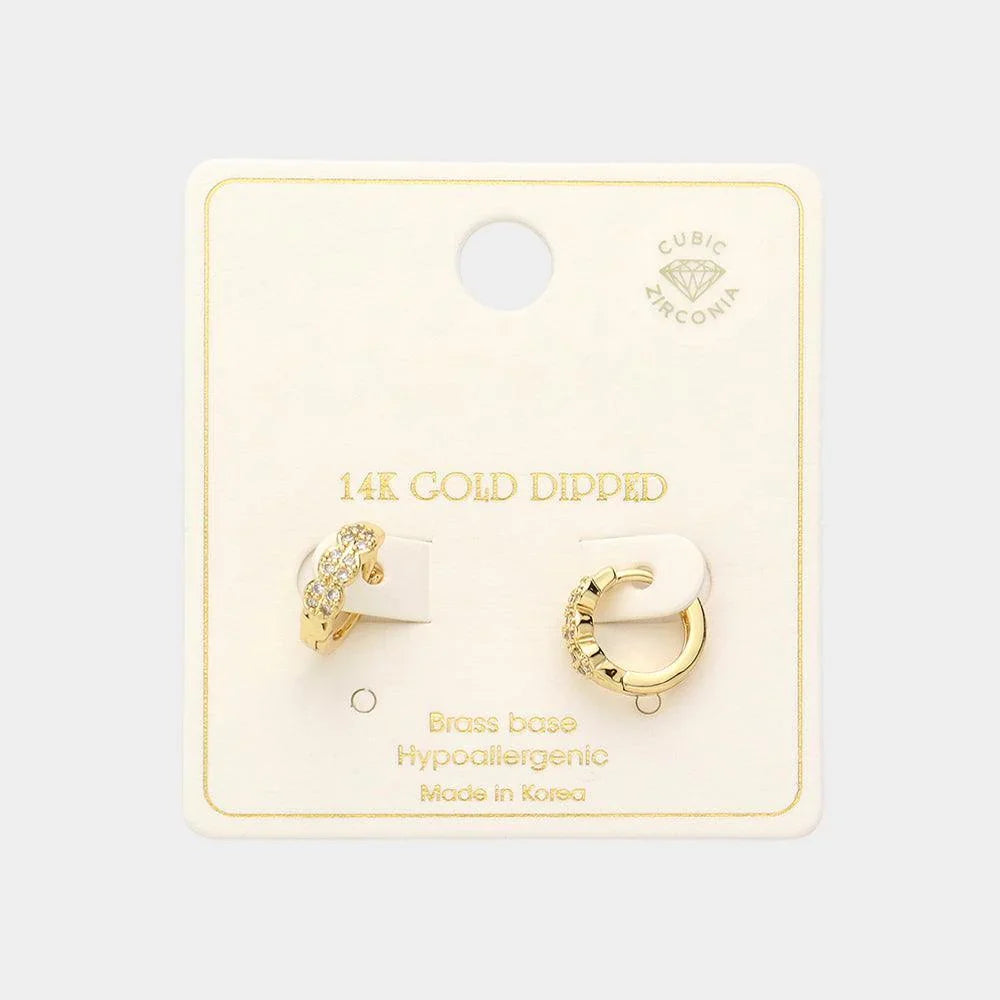 Gold 14K Gold Dipped CZ Brass Metal Huggie Hoop Earrings - Jewelry Store by Erik Rayo