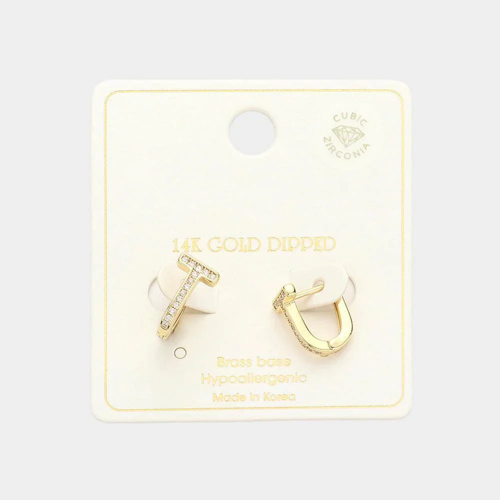 Gold 14K Gold Dipped CZ Stone Paved Huggie Earrings - Jewelry Store by Erik Rayo