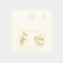 Load image into Gallery viewer, Gold 14K Gold Dipped CZ Stone Paved Huggie Earrings
