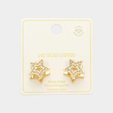 Load image into Gallery viewer, Gold 14K Gold Dipped CZ Stone Paved Star Huggie Earrings
