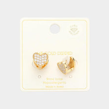 Load image into Gallery viewer, Gold 14K Gold Dipped CZ Stone Paved Heart Huggie Earrings
