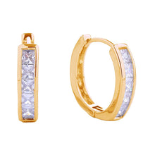 Load image into Gallery viewer, Gold 14K Gold Dipped Cascade CZ Stone Paved Huggie Hoop Earrings
