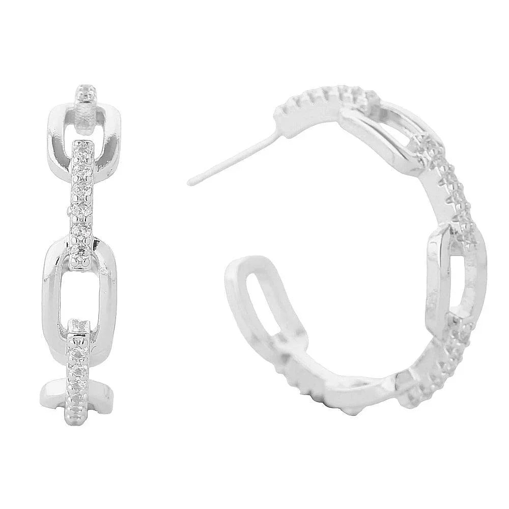 Silver White Gold Dipped Chain Link Hoop Earrings - Jewelry Store by Erik Rayo