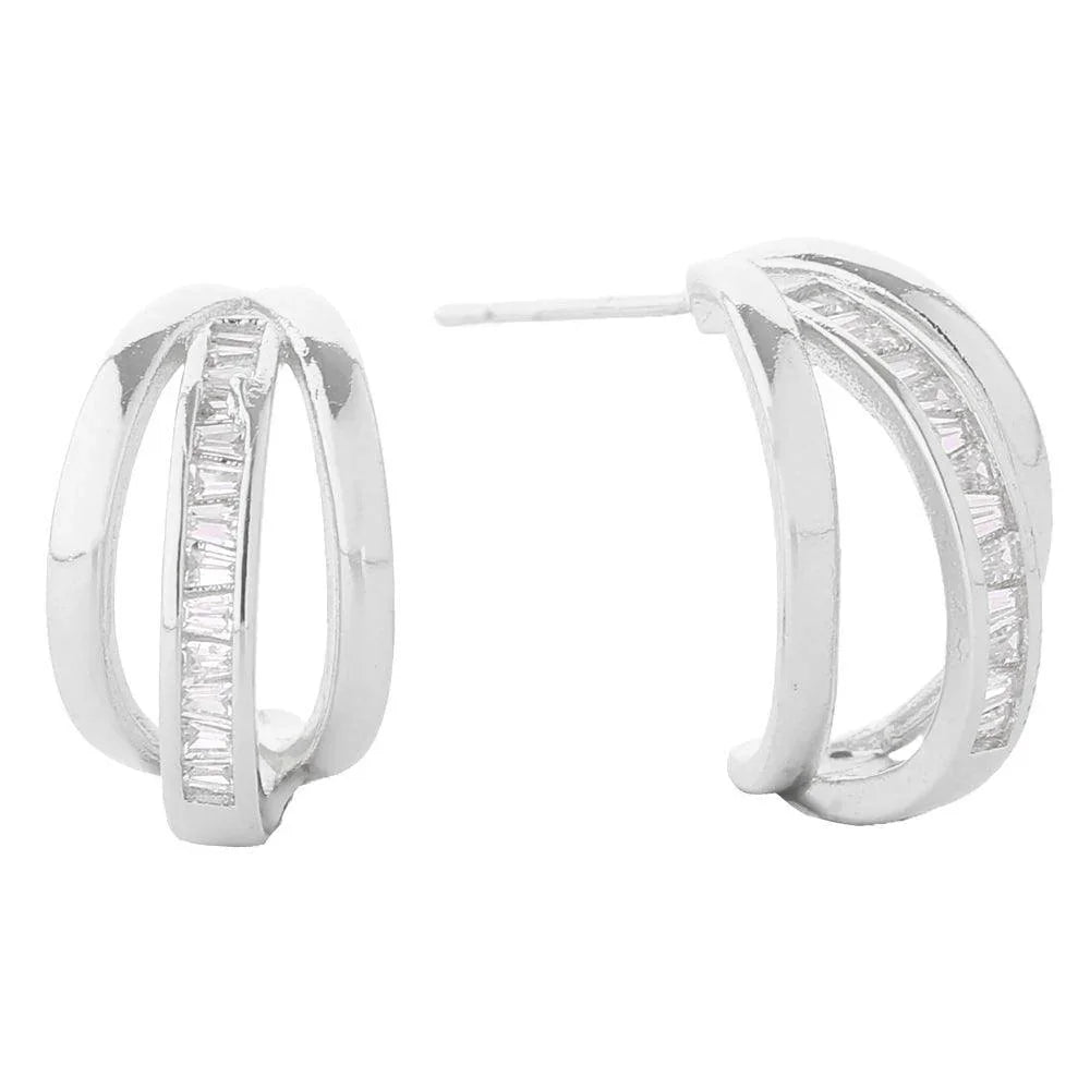 Silver White Gold Dipped Daily Mixed Triple Hoop Earrings - Jewelry Store by Erik Rayo