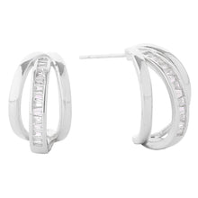 Load image into Gallery viewer, Silver White Gold Dipped Daily Mixed Triple Hoop Earrings
