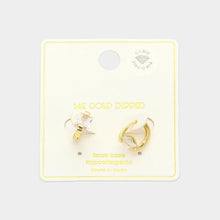 Load image into Gallery viewer, Gold 14K Gold Dipped Princess Cut CZ Stone Huggie Earrings
