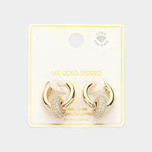 Load image into Gallery viewer, Gold 14K Gold Dipped CZ Stone Paved Double Delight Huggie Earrings
