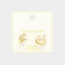 Load image into Gallery viewer, Gold 14K Gold Dipped Stone Paved Duo Octagon Huggie Hoop Earrings
