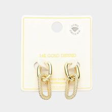 Load image into Gallery viewer, Gold 14K Gold Dipped CZ Stone Paved Chain Link Huggie Earrings
