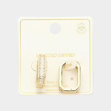 Load image into Gallery viewer, Gold 14K Gold Dipped Emerald CZ Stone Paved Huggie Hoop Earrings
