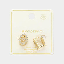 Load image into Gallery viewer, Gold 14K Gold Dipped CZ Stone Paved Bling Farandole Huggie Earrings
