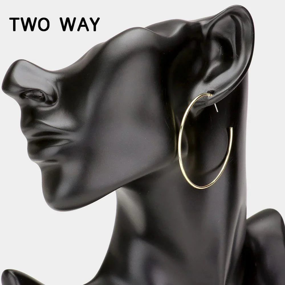 Gold Rhinestone Embellished Cross Brass Metal Hoop Earrings - Jewelry Store by Erik Rayo