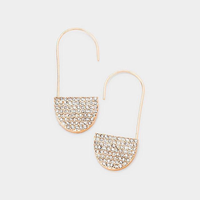 Rose Gold Crystal Rhinestone Pave Accented Earrings - Jewelry Store by Erik Rayo