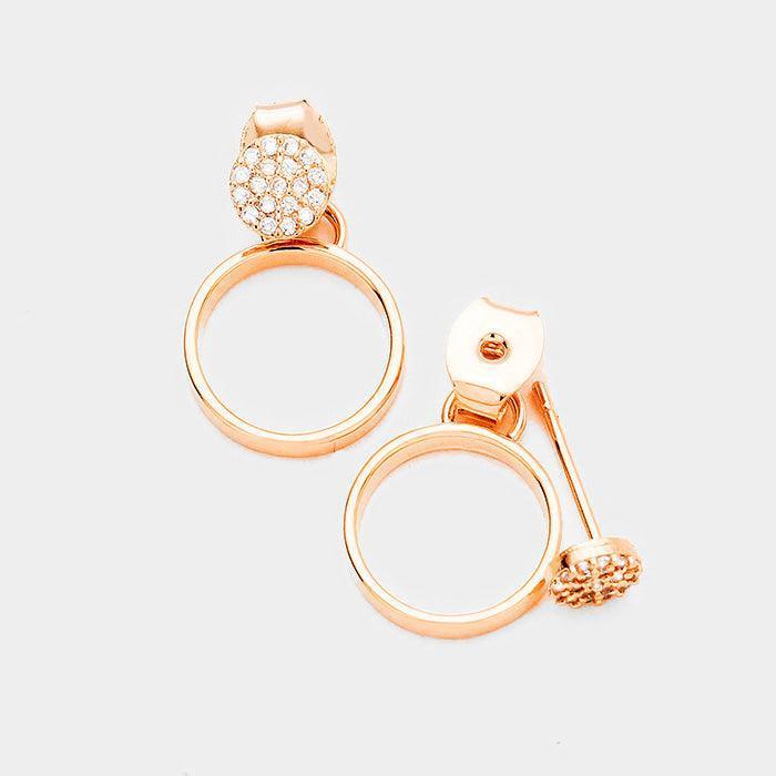Rose Gold Cubic Zirconia Metal Hoop Earrings - Jewelry Store by Erik Rayo