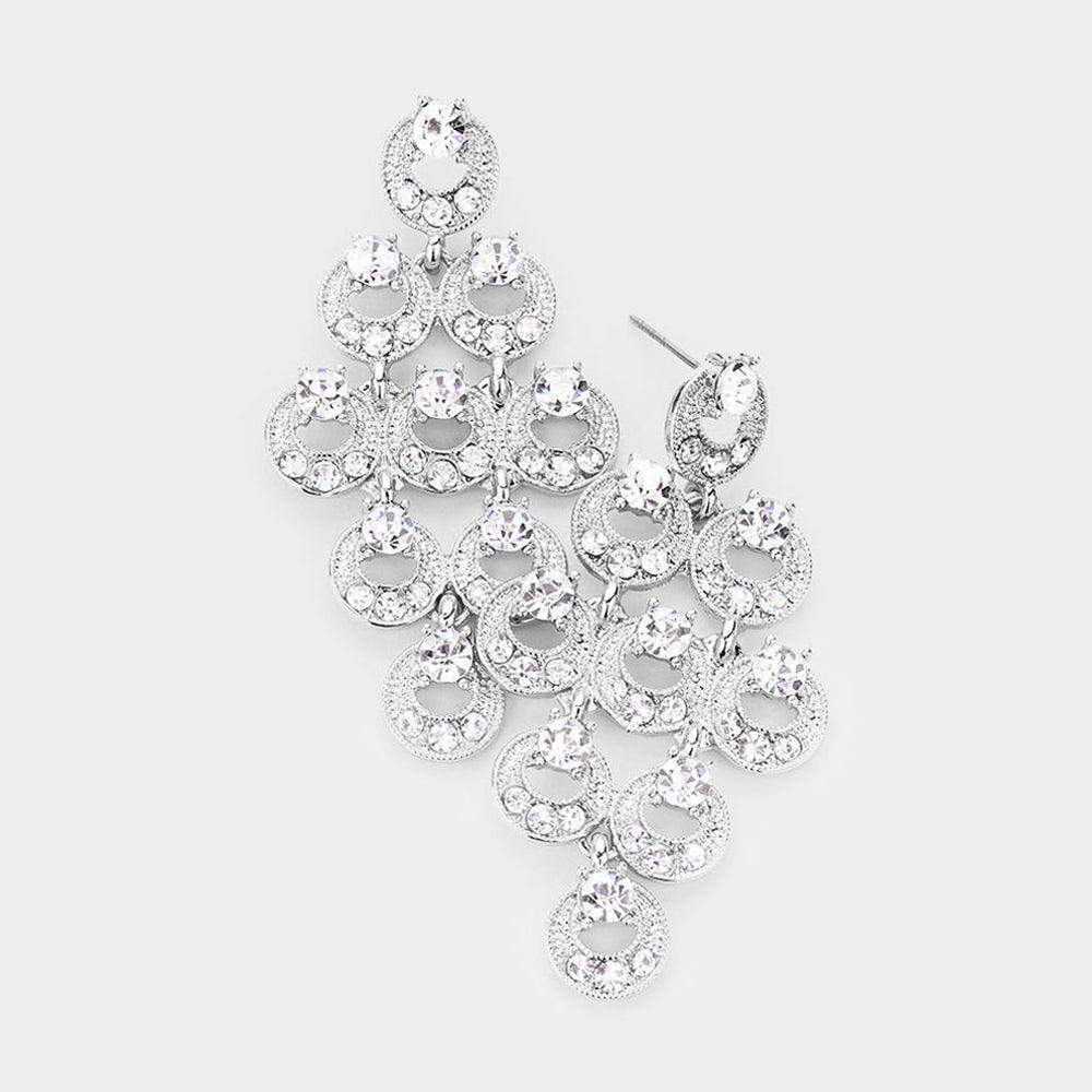 Stone Embellished Round Cluster Drop Earrings - Jewelry Store by Erik Rayo