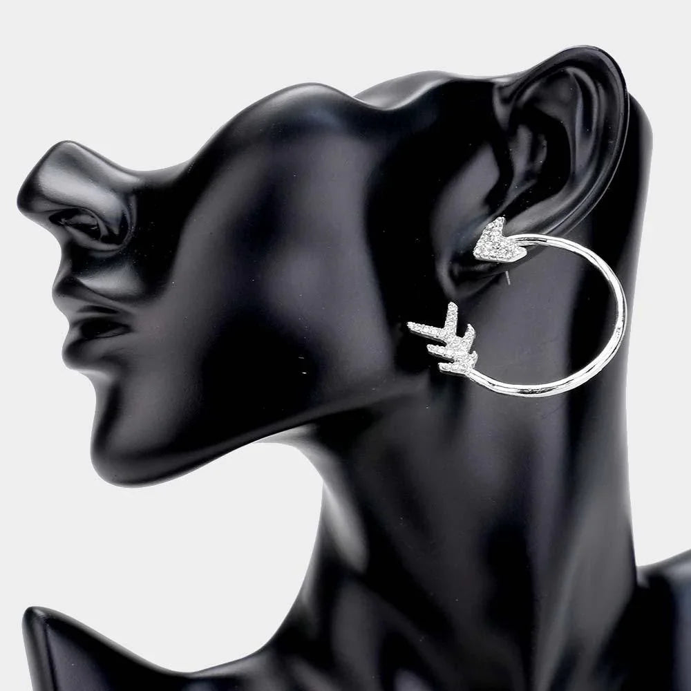 Rhinestone Pave Arrow Circle Earrings - Jewelry Store by Erik Rayo