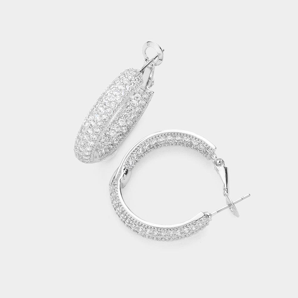 Gold 14K Gold Plated CZ Stone Plated Hoop Earrings - Jewelry Store by Erik Rayo
