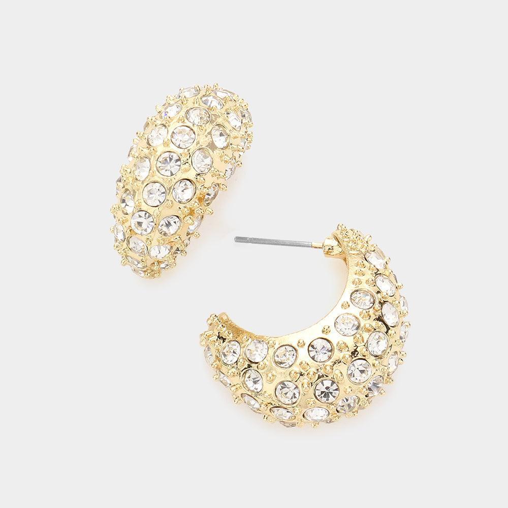 Gold Rhinestone Embellished Hoop Earrings - Jewelry Store by Erik Rayo