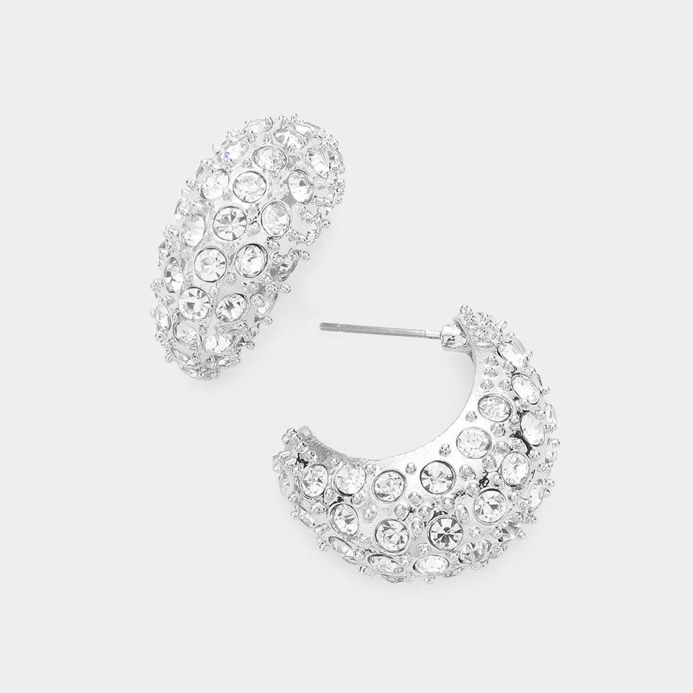 Rhinestone Embellished Hoop Earrings - Jewelry Store by Erik Rayo