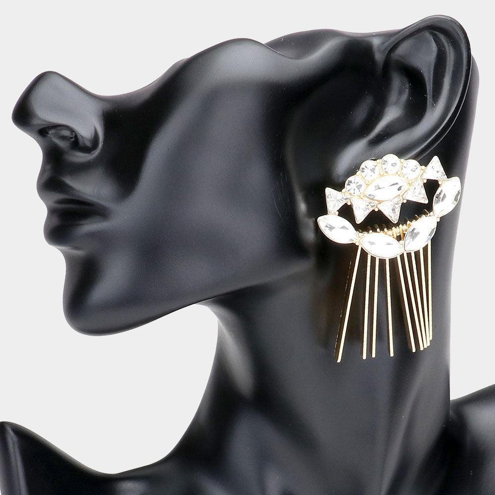 Gold Multi Stone Rectangle Metal Bar Fringe Earrings - Jewelry Store by Erik Rayo
