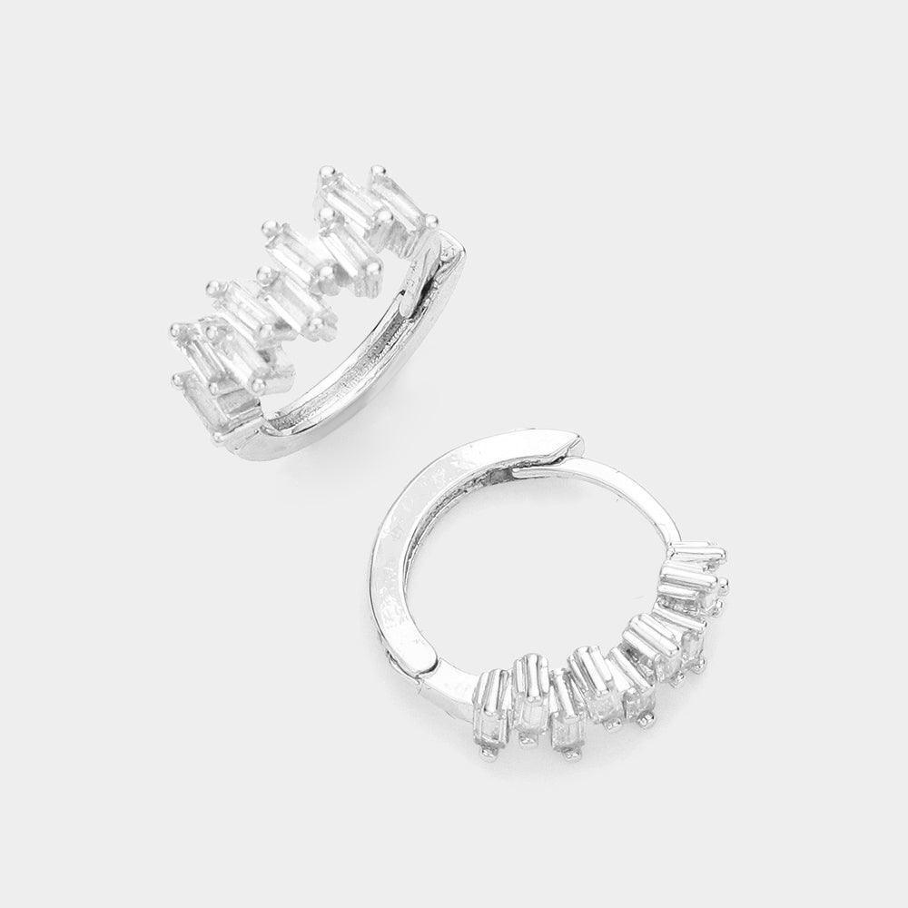 Gold 14K Gold Plated CZ Stone Embellished Huggie Hoop Earrings - Jewelry Store by Erik Rayo