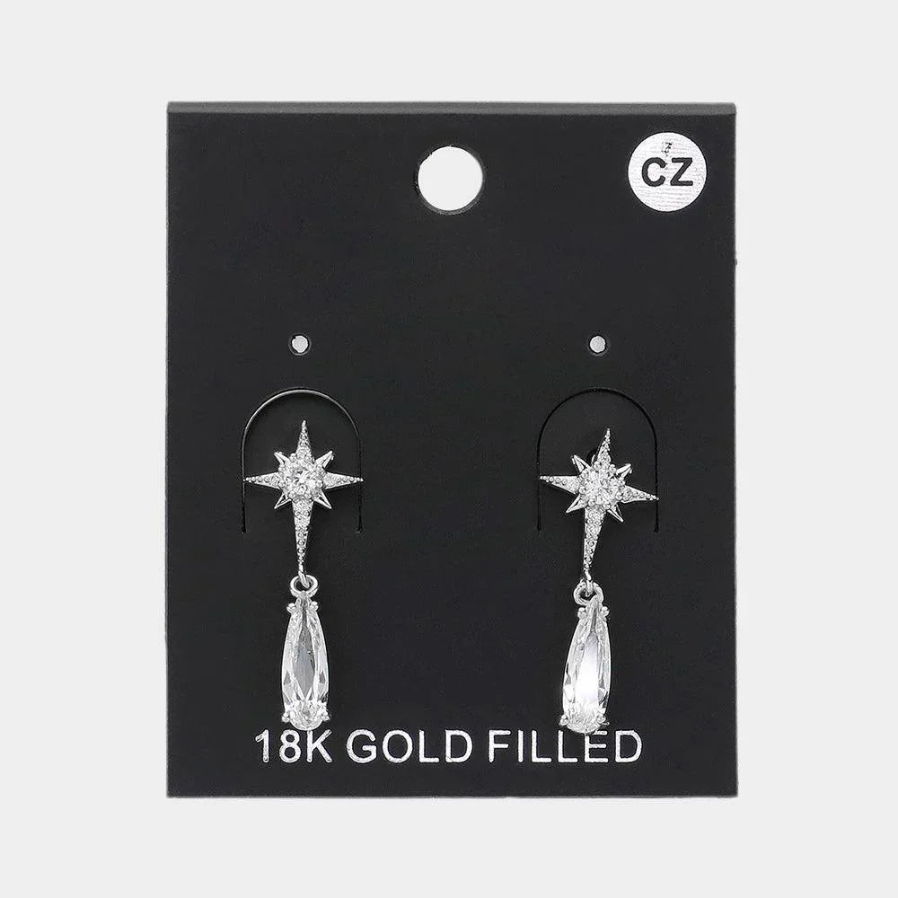CZ Teardrop Stone Pointed Dangle Earrings - Jewelry Store by Erik Rayo