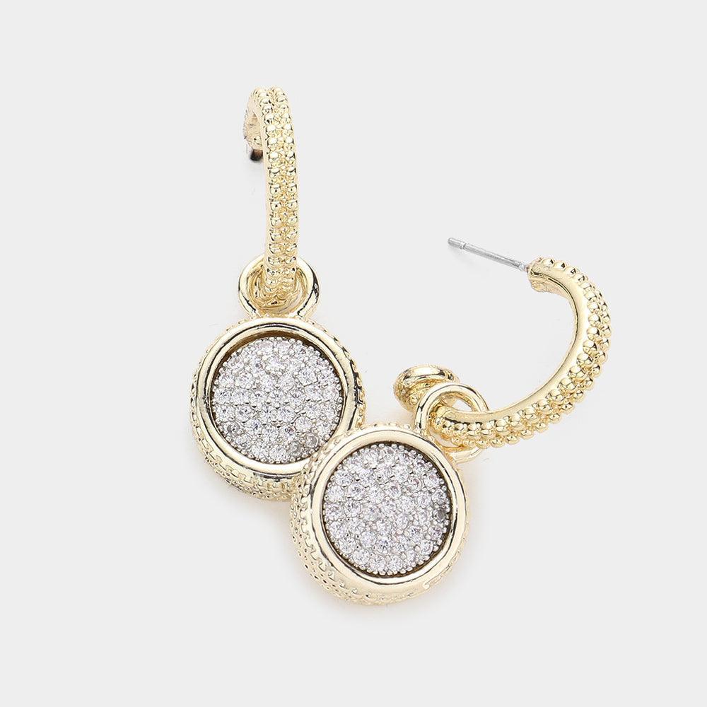 CZ Stone Paved Disc Dangle Earrings - Jewelry Store by Erik Rayo