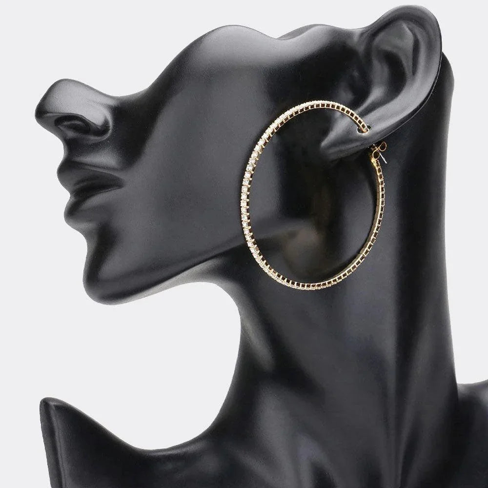 Gold Rhinestone Embellished Hoop Earrings - Jewelry Store by Erik Rayo