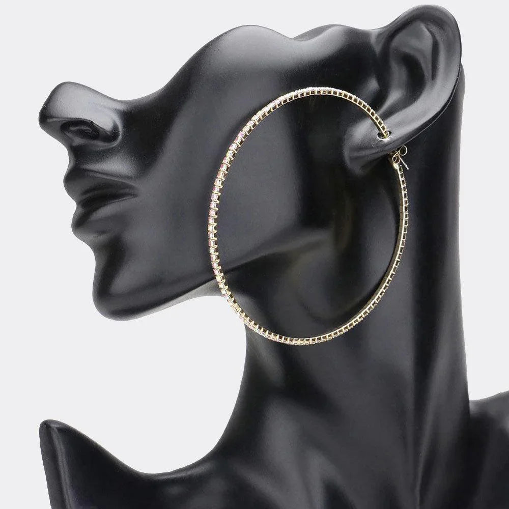 Gold Rhinestone Embellished Hoop Earrings - Jewelry Store by Erik Rayo