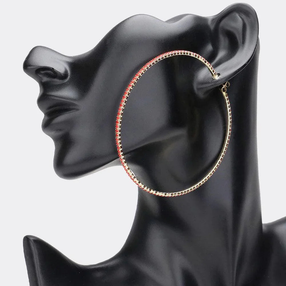 Rhinestone Embellished Hoop Earrings - Jewelry Store by Erik Rayo