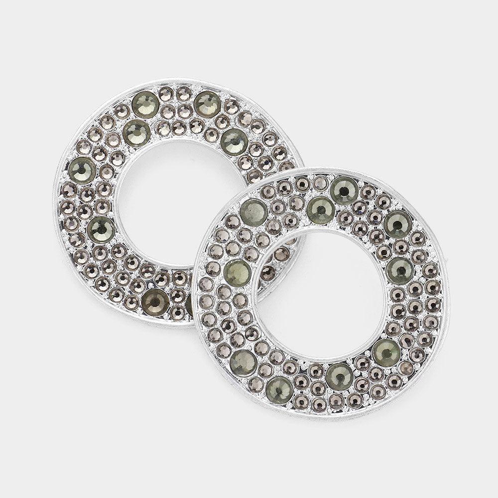 Silver Stone Cluster Open Circle Earrings - Jewelry Store by Erik Rayo