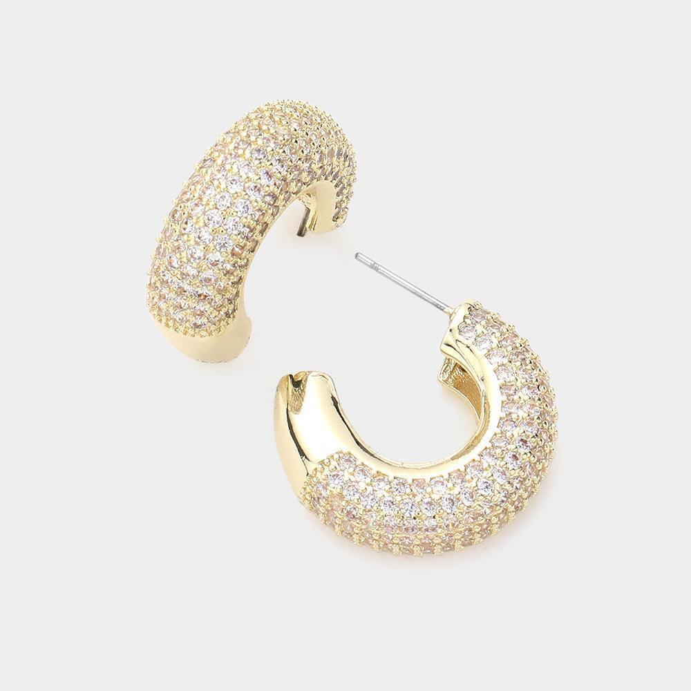 Gold CZ Stone Paved Hoop Earrings - Jewelry Store by Erik Rayo