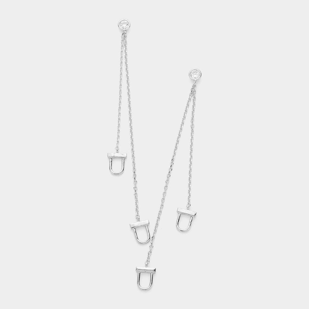 Brass Metal Horseshoe Tip Dropdown Earrings - Jewelry Store by Erik Rayo