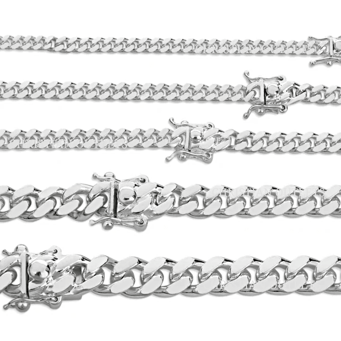 925 Silver Miami Cuban Chains for Men and Women Real Solid Italian 925 Sterling Silver Necklaces - Jewelry Store by Erik Rayo