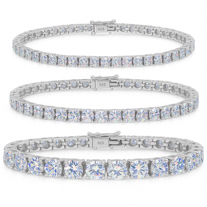 Moissanite Tennis Bracelet 925 Sterling Silver 3mm 4mm 5mm