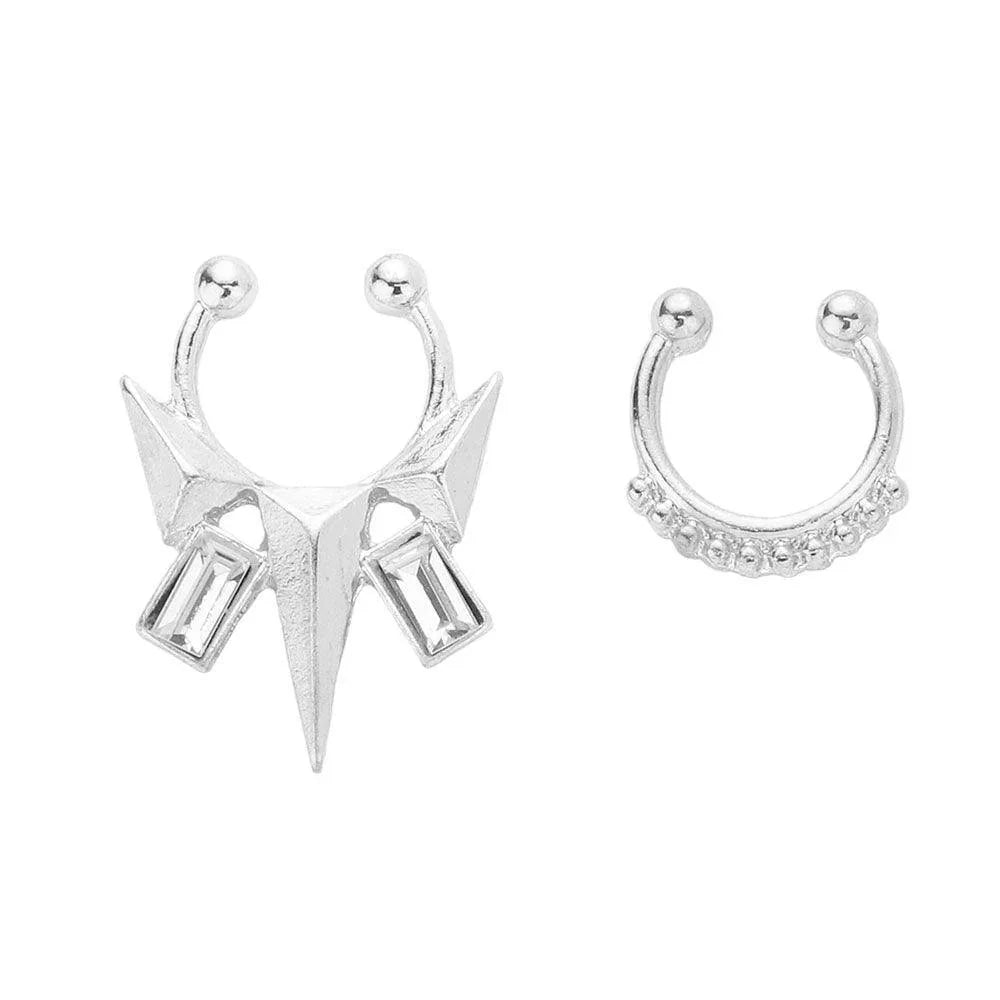 2PCS - Stone Embellished Boho Metal Nose Cuffs - Jewelry Store by Erik Rayo