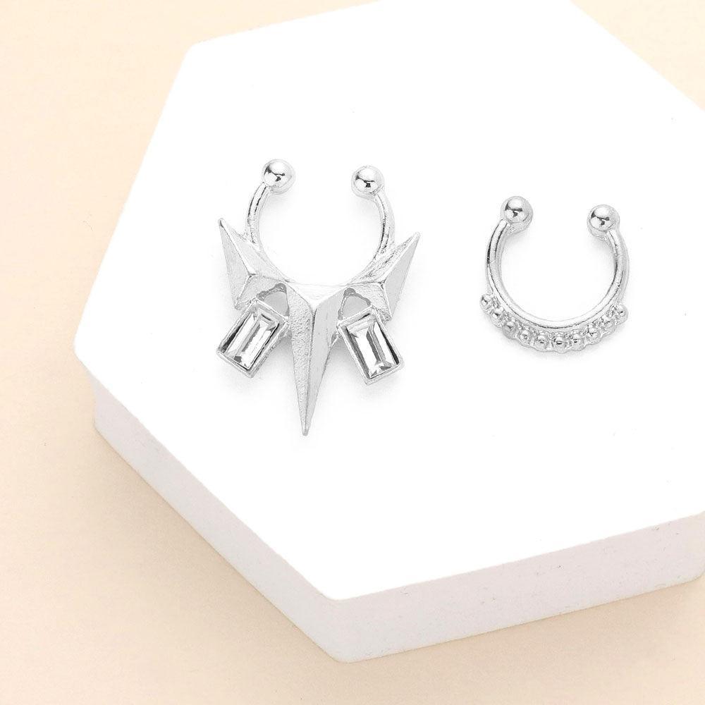 2PCS - Stone Embellished Boho Metal Nose Cuffs