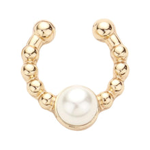 Load image into Gallery viewer, Cream 1PC - Pearl Accented Metal Ball Nose Cuff
