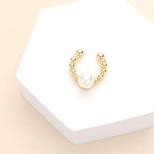 Load image into Gallery viewer, Cream 1PC - Pearl Accented Metal Ball Nose Cuff
