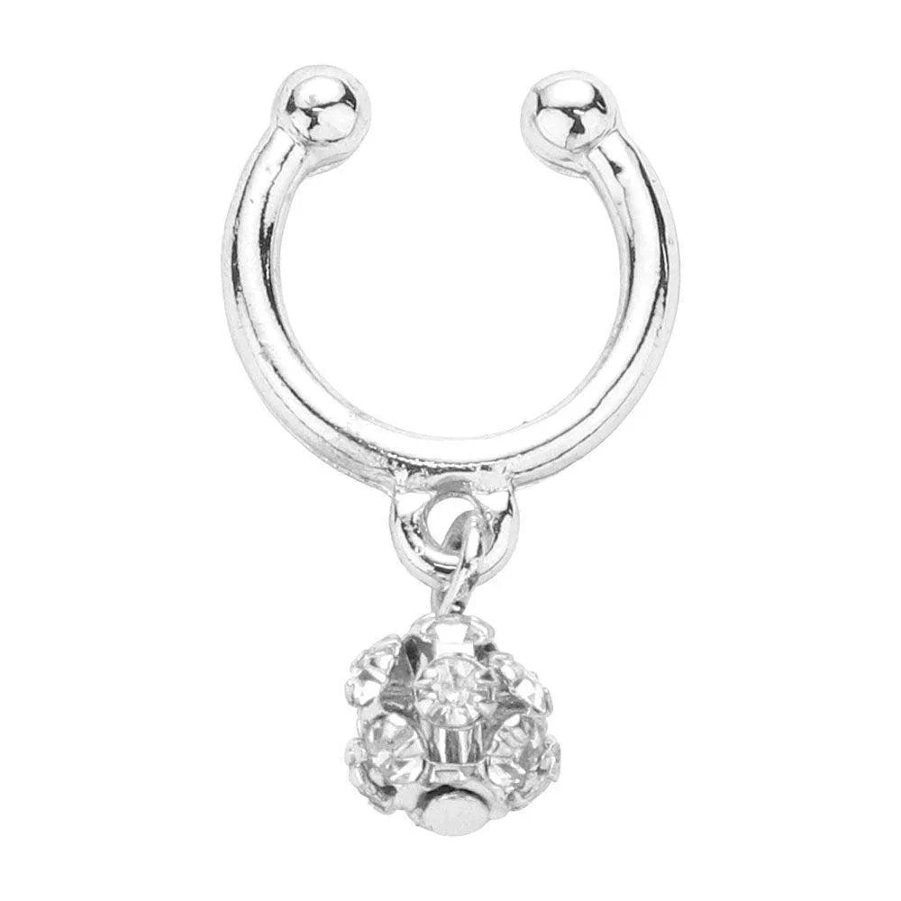 1PC - Stone Ball Dangle Metal Nose Cuff - Jewelry Store by Erik Rayo