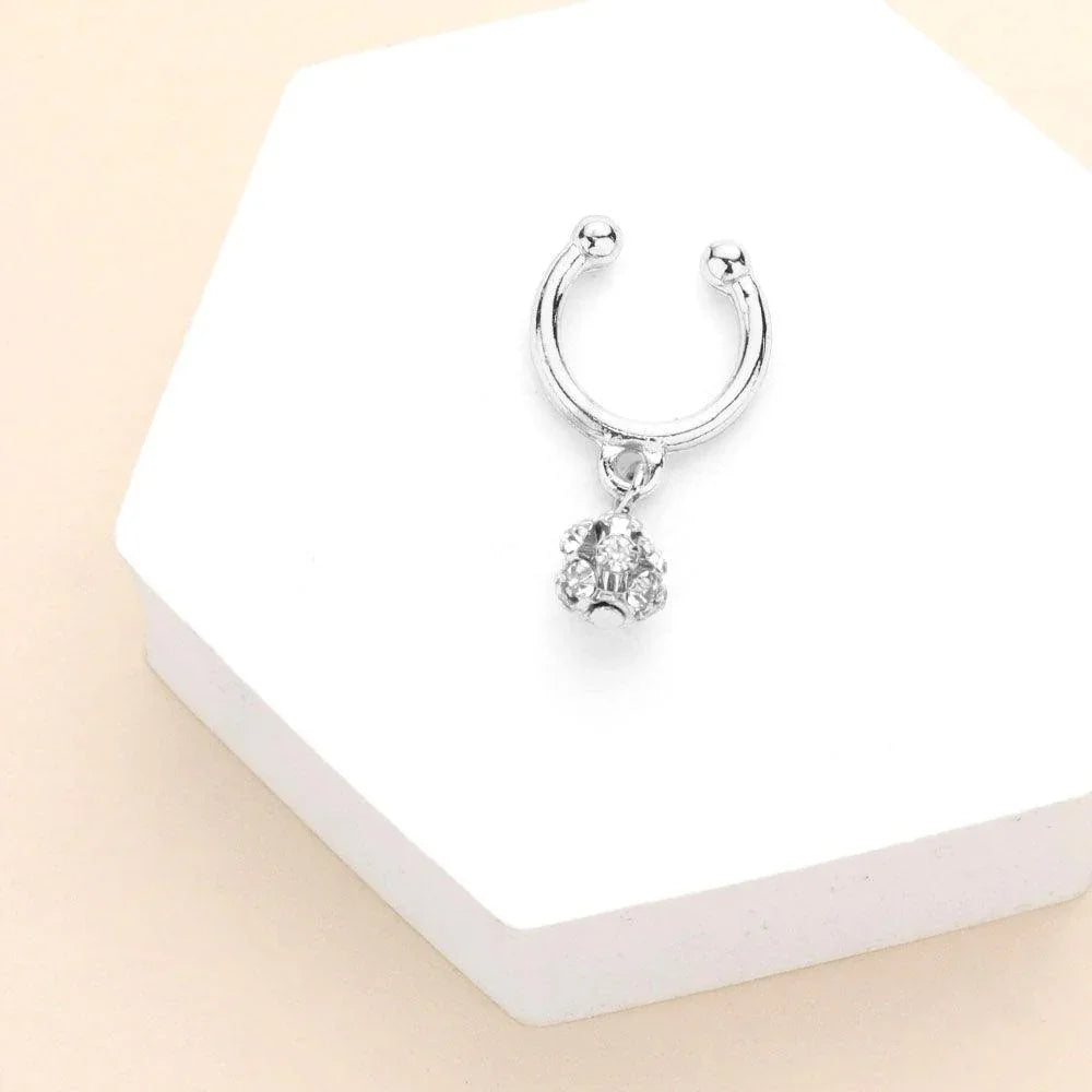 1PC - Stone Ball Dangle Metal Nose Cuff - Jewelry Store by Erik Rayo