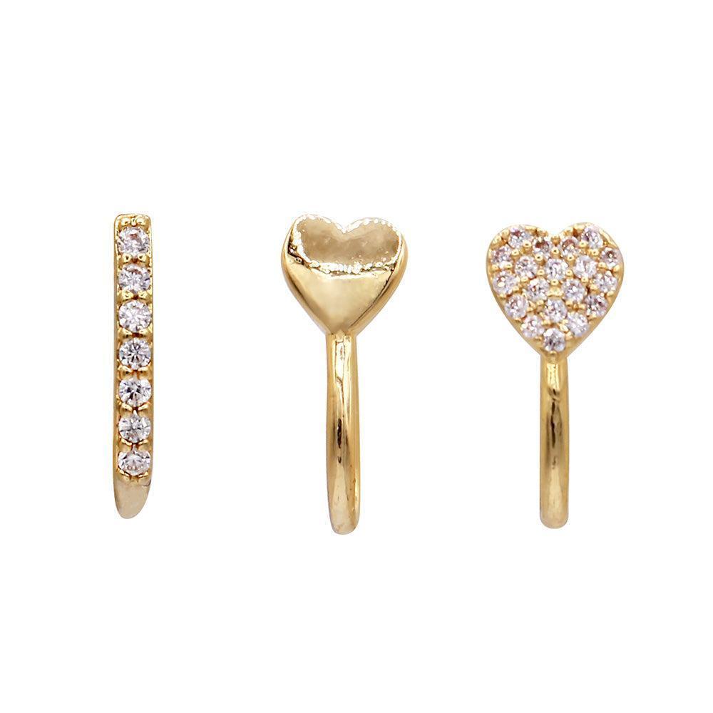 14K Gold Dipped Heart Bar Nose Clips - Jewelry Store by Erik Rayo