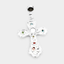 Load image into Gallery viewer, Silver Multi Stone Cross Magnetic Pendant Set
