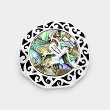 Load image into Gallery viewer, Silver Abalone Embossed Antique Frog Magnetic Pendant
