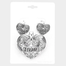 Load image into Gallery viewer, Silver &quot;Hope&quot; Heart Pendant Set
